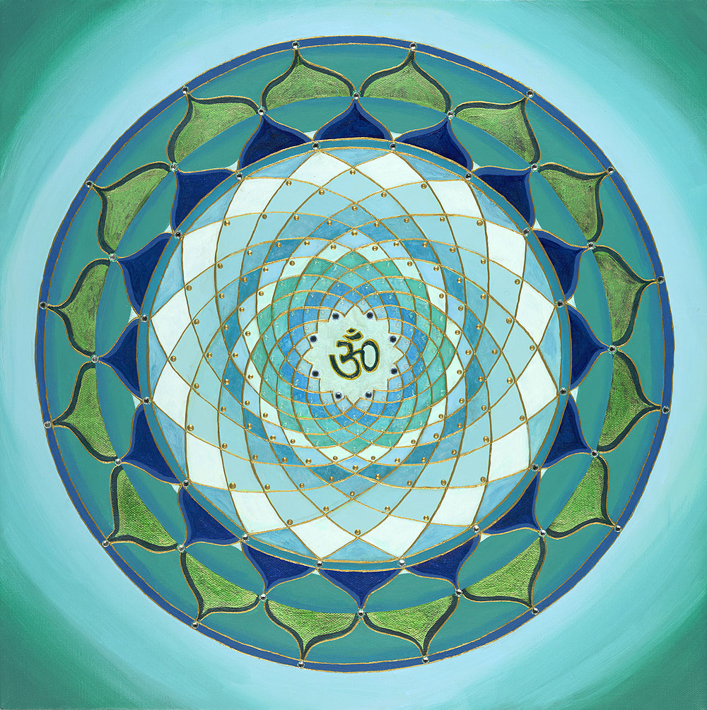 Blue Green Om Mandala - commission for Diablo Yoga Center